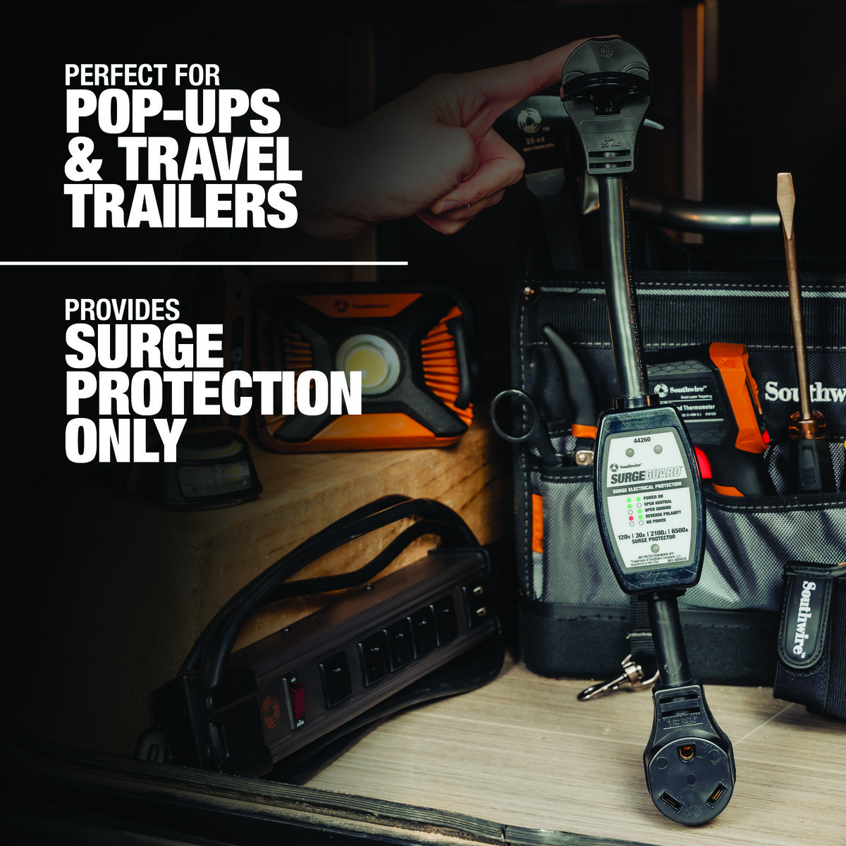 SURGE PROTECTOR, 120V 30AMP, P&R, BLK
