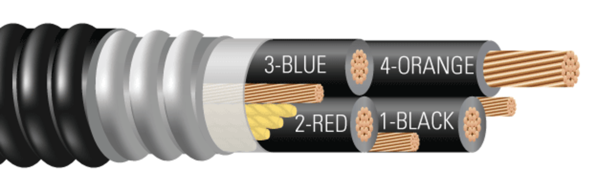 4/C CU 600V XLPE XHHW-2 ARMOR-X PVC Power Cable With Ground 