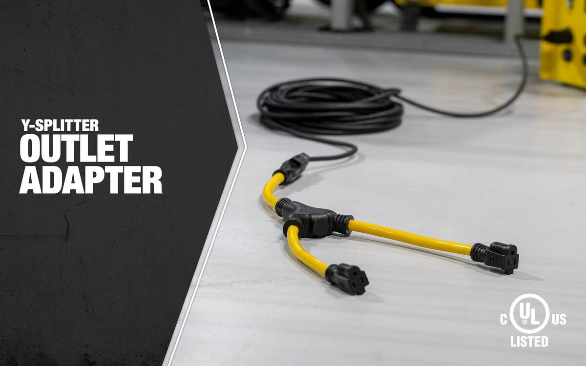 SOUTHWIRE, GENERATOR 12/3 STW 2' YELLOW "Y" ADAPTER WITH BLACK PLUGS
