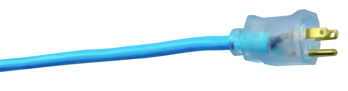 SOUTHWIRE, 12/3 SJTW 100' COOL BLUE OUTDOOR EXTENSION CORD WITH POWER LIGHT INDICATOR