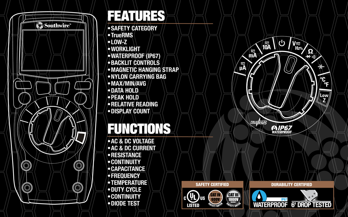 14070T, MULTIMETER TECHPRO TRMS | Southwire