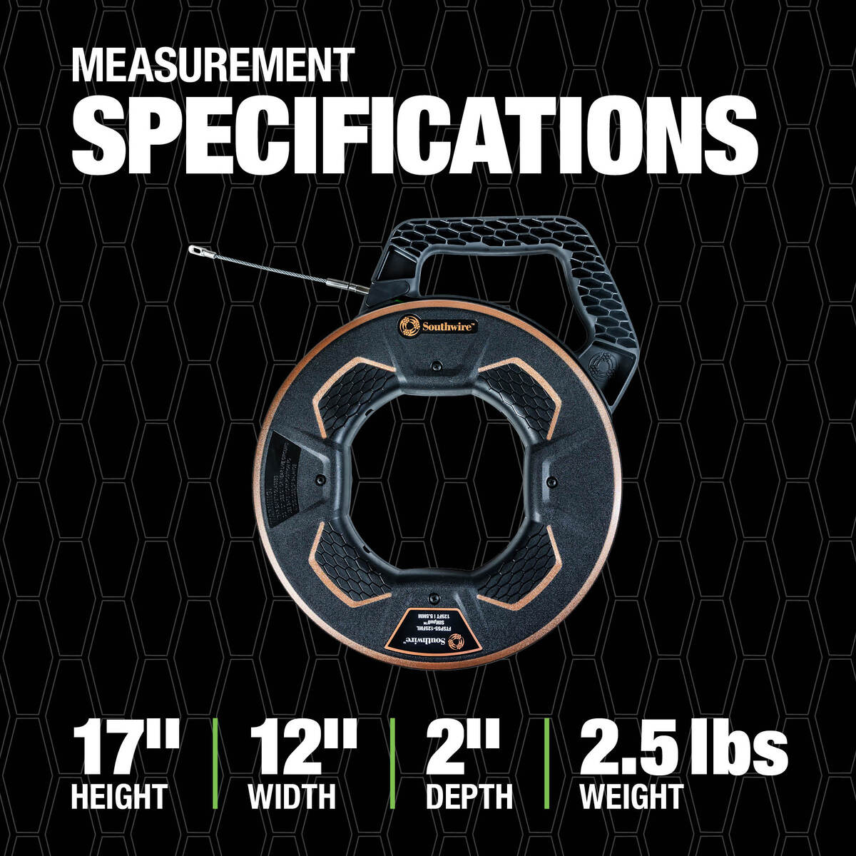 (FTSP55-125FML) 125 FEET 5.5MM FISHTAPE FLEXIBLE LEADER, FOOT MARKINGS