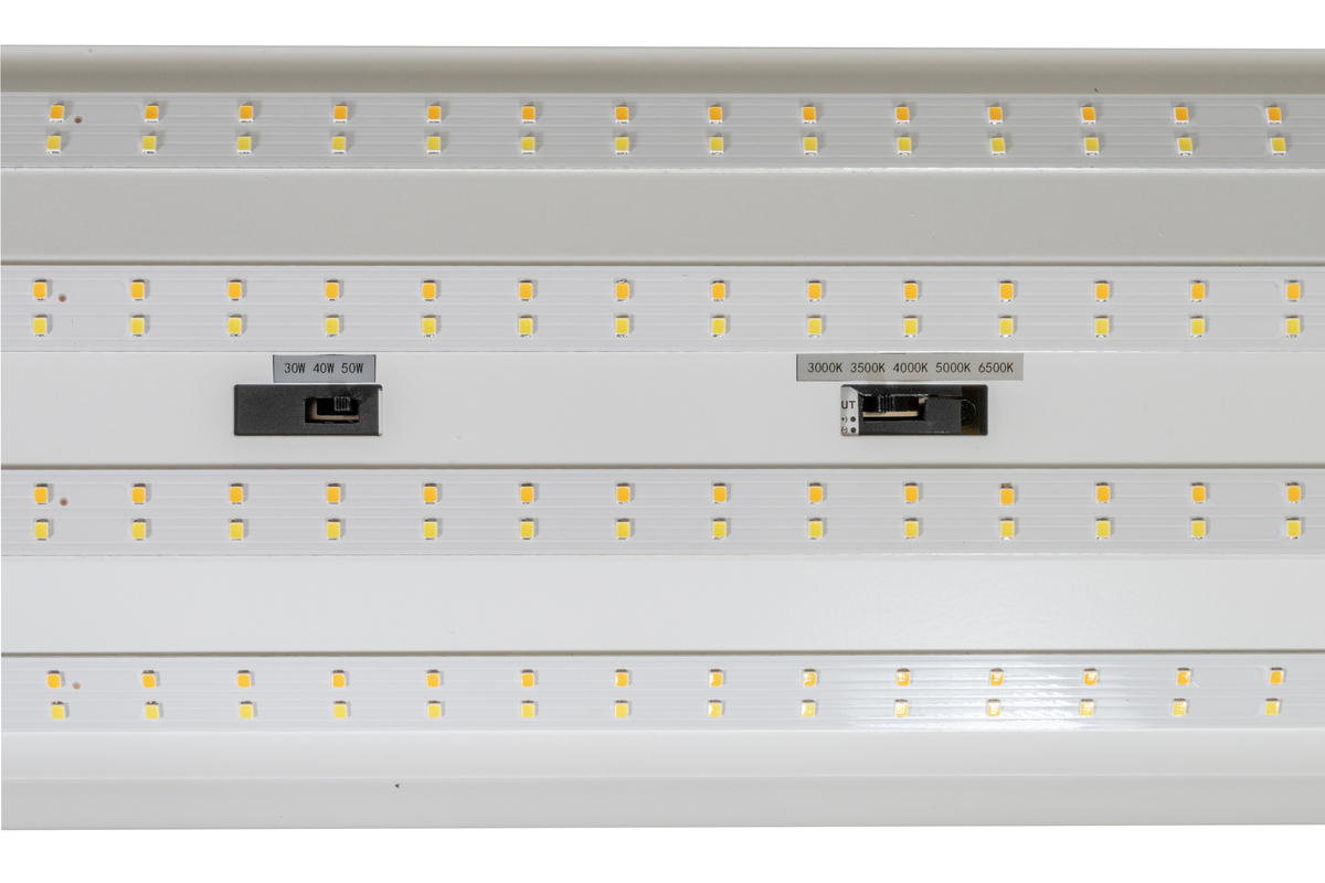 6PK 4FT 50W POWER & CCT SELECTABLE ARCHITECTURAL LINEARSTRIP-WHITEWITH EMERGENCY BATTERY BACKUP30/40/50W 4,590/5,920/7,200 LUMENS3000K/3500K/4000K/5000K/6500K