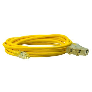 SOUTHWIRE, 12/3 SJTW 100' YELLOW OUTDOOR TWIST-TO-LOCK NEMA L5-20P EXTENSION  CORD