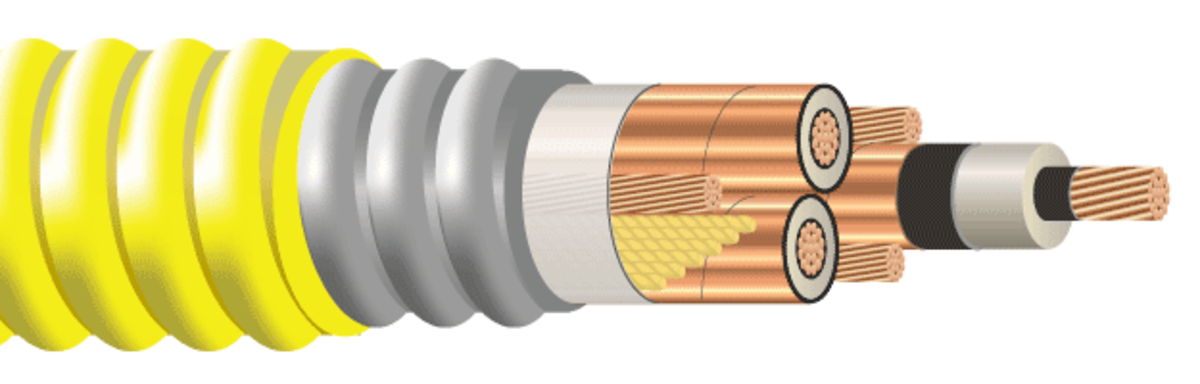 500-37 3/C CU NL-EPR 25% T/S 3X#4 CU GW ARMOR-X MC-HL OR MV-105 8KV YELL OW  PVC JACKET | Southwire