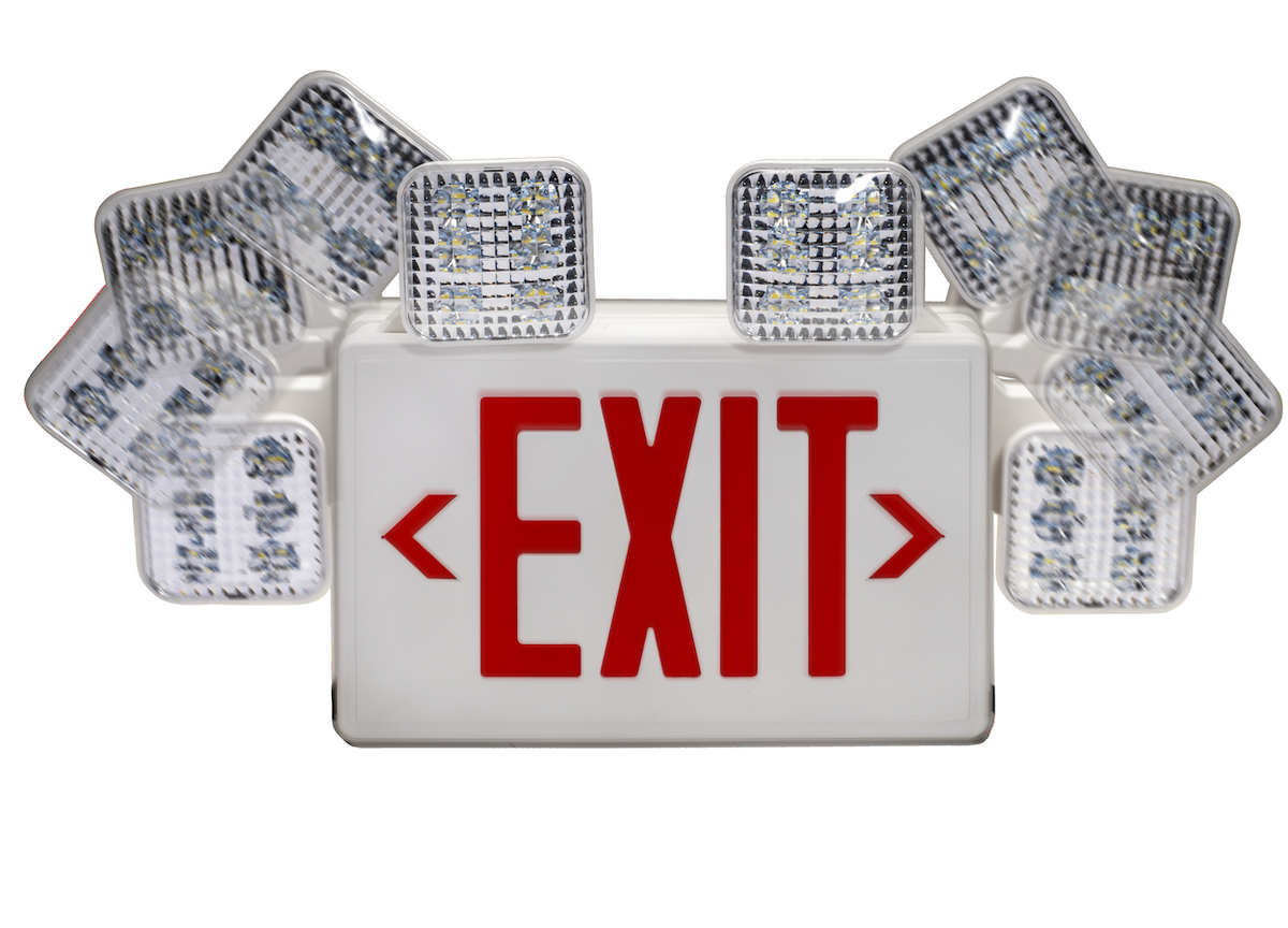 4PK LED RED EXIT & EMERGENCY COMBO