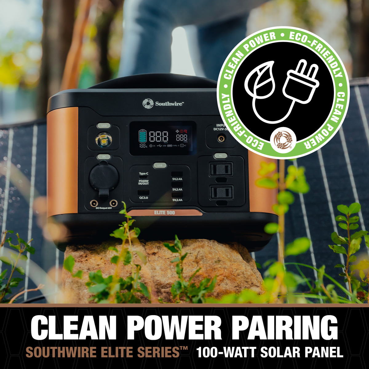 PORTABLE POWER STATION 500 WITH 515 WATT-HOURS OF POWER, FEATURES PURE SINE WAVE, 5 USB PORTS, 2 AC OUTLETS, 12V DC OUTLET. MOLDED HANDLE AND 11.46 LBS