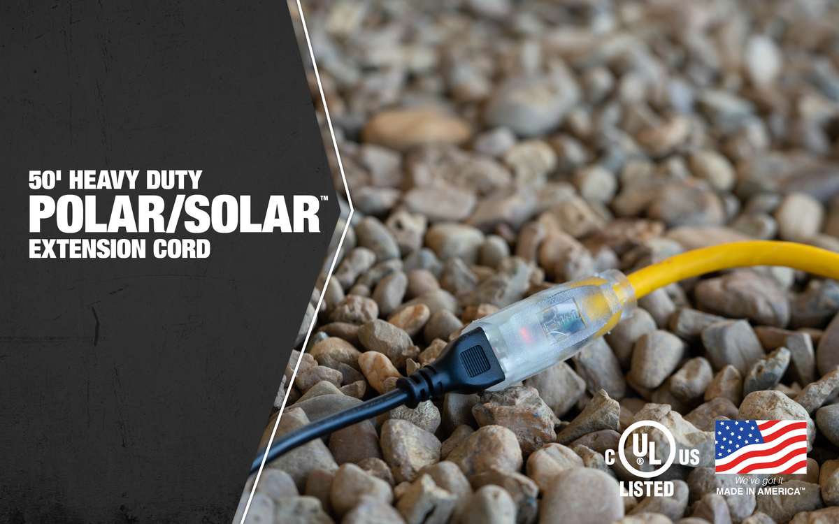 SOUTHWIRE, POLAR SOLAR 10/3 SJEOOW 50' YELLOW OUTDOOR COLD WEATHER EXTENSION CORD WITH POWER LIGHT INDICATOR