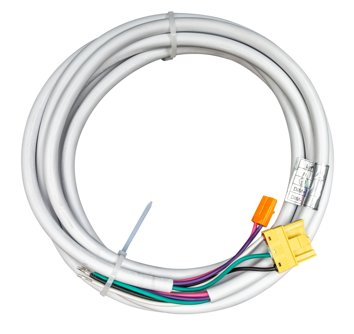 Power Cord , 5 Wire, 0-10 control wires, White