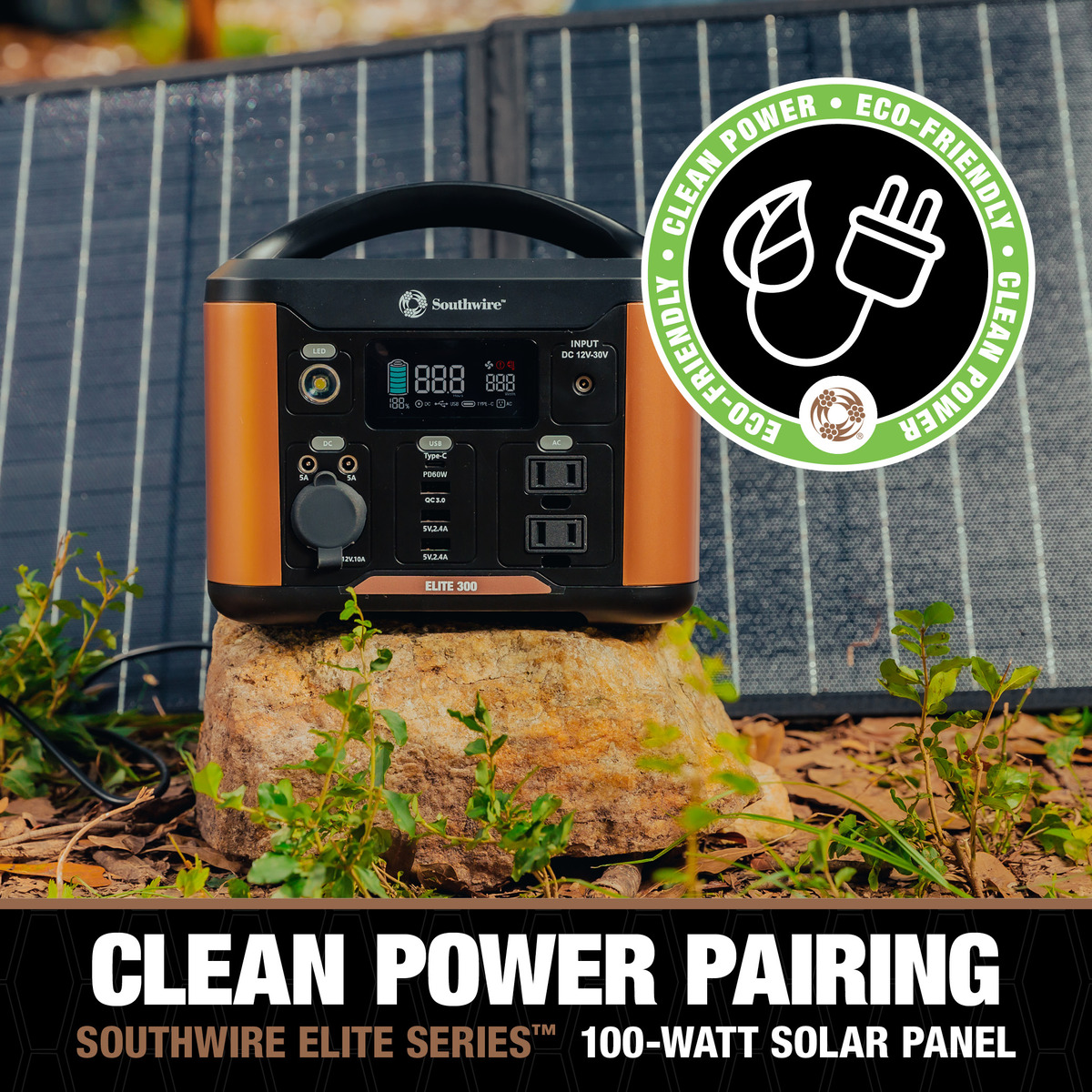 PORTABLE POWER STATION 300 WITH 296 WATT-HOURS OF POWER, FEATURES PURESINE  WAVE, 4 USB PORTS, 2 AC OUTLETS, 12V DC OUTLET. MOLDED HANDLE AND7.76 LBS