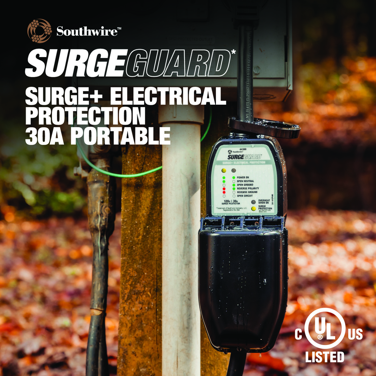 PROTECTOR DE PROTECCIÓN CONTRA SOBRETENSIONES PORTÁTIL 30A CON CUBIERTA, 30A, 120V