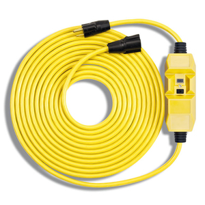 SOUTHWIRE, 12/3 SJTW 50' BLACK/YELLOW RETRACTABLE CORD REEL WITH POWERLIGHT  INDICATOR TRITAP