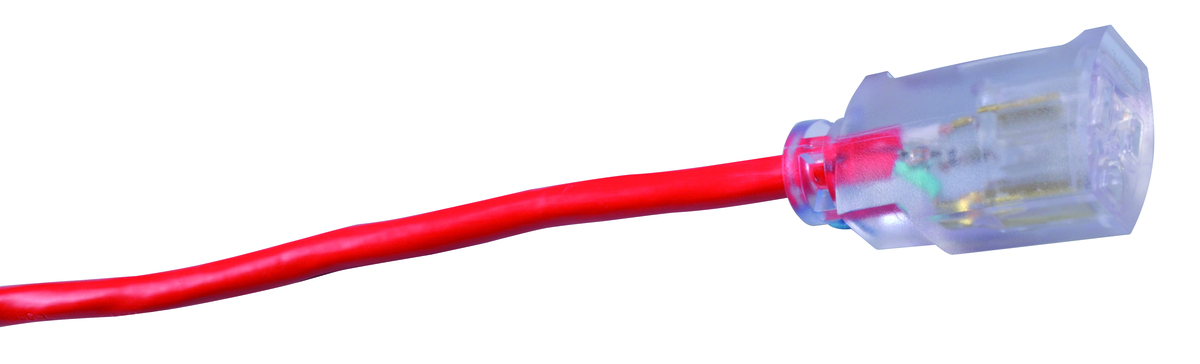 SOUTHWIRE, 14/3 SJTW 100' RED OUTDOOR EXTENSION CORD WITH POWER LIGHT INDICATOR