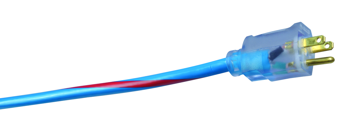 SOUTHWIRE, 12/3 SJTW 100' BLUE/RED OUTDOOR EXTENSION CORD WITH POWER LIGHT INDICATOR