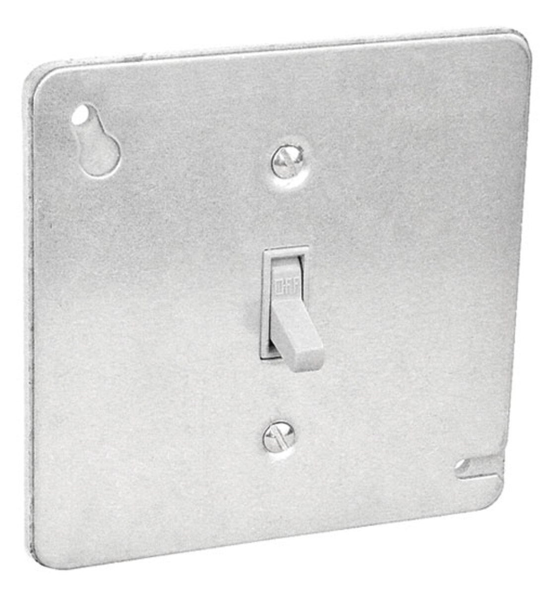4" Square Flat Toggle Cover - 15A Toggle Switch Installed