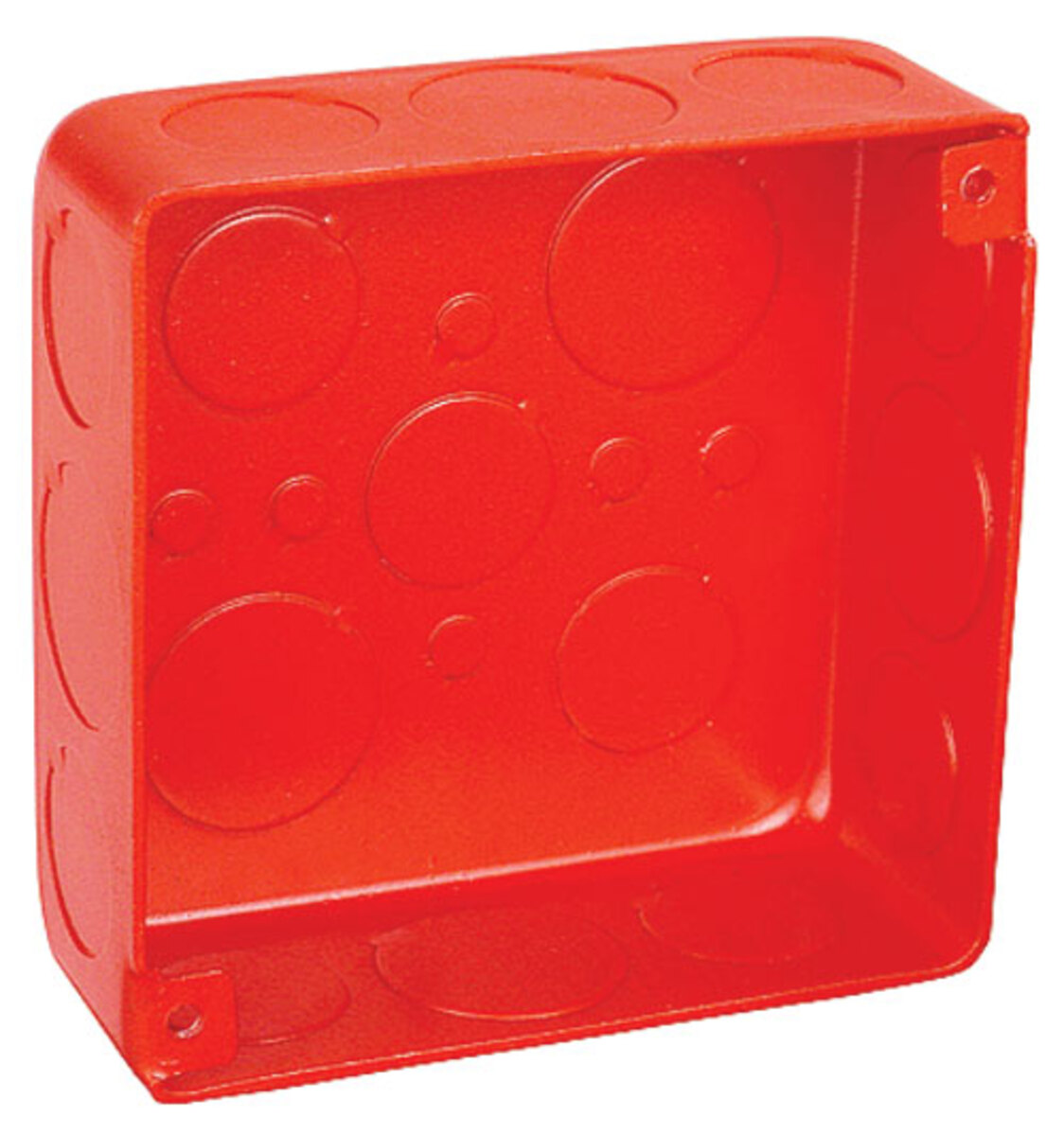 4" Square Life Safety Plenum Box, 1-1/2" Deep - Drawn, W/Conduit KO's
