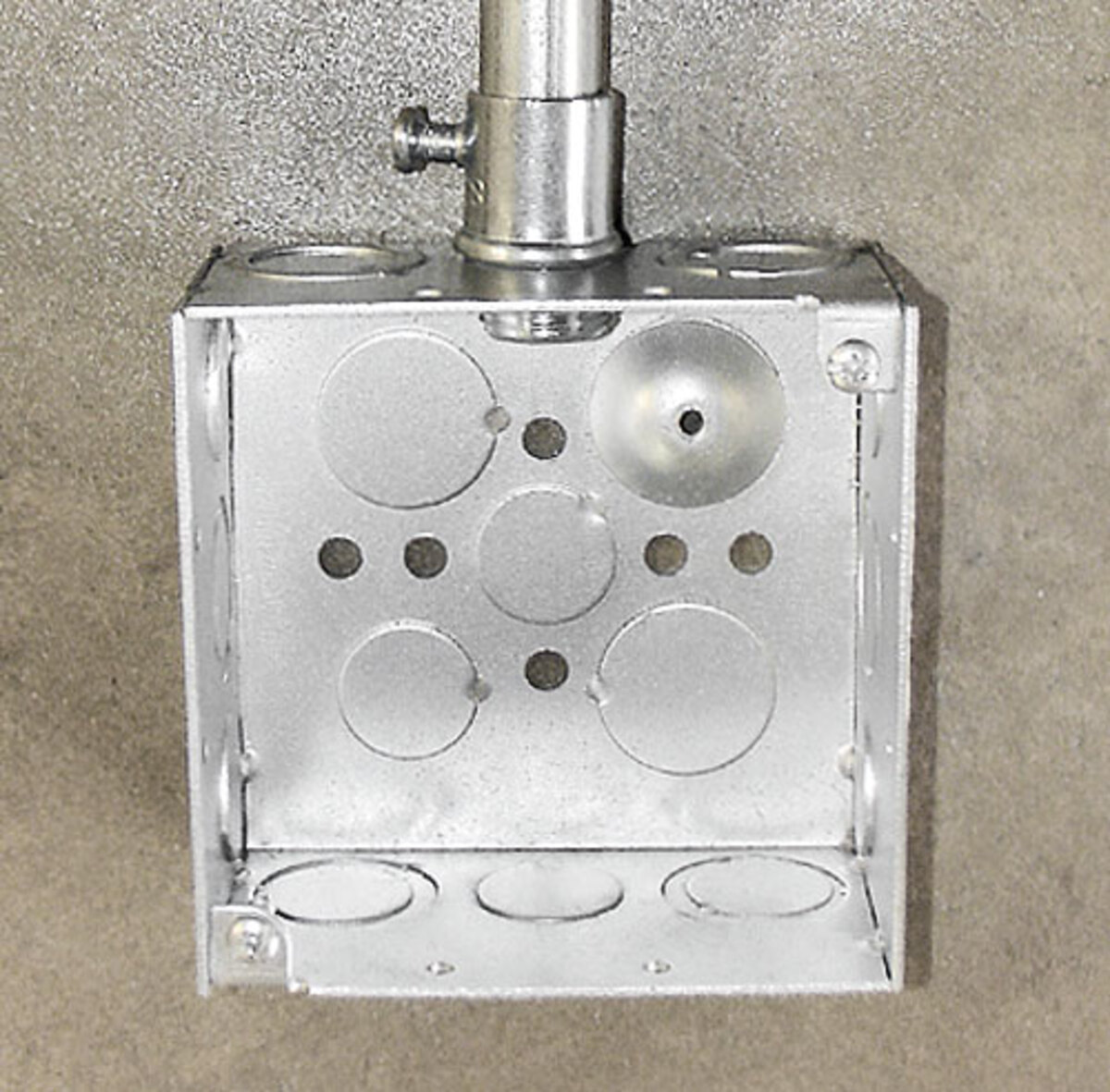 4" Square Box, 1-1/2" Deep - Welded, W/Conduit KO's