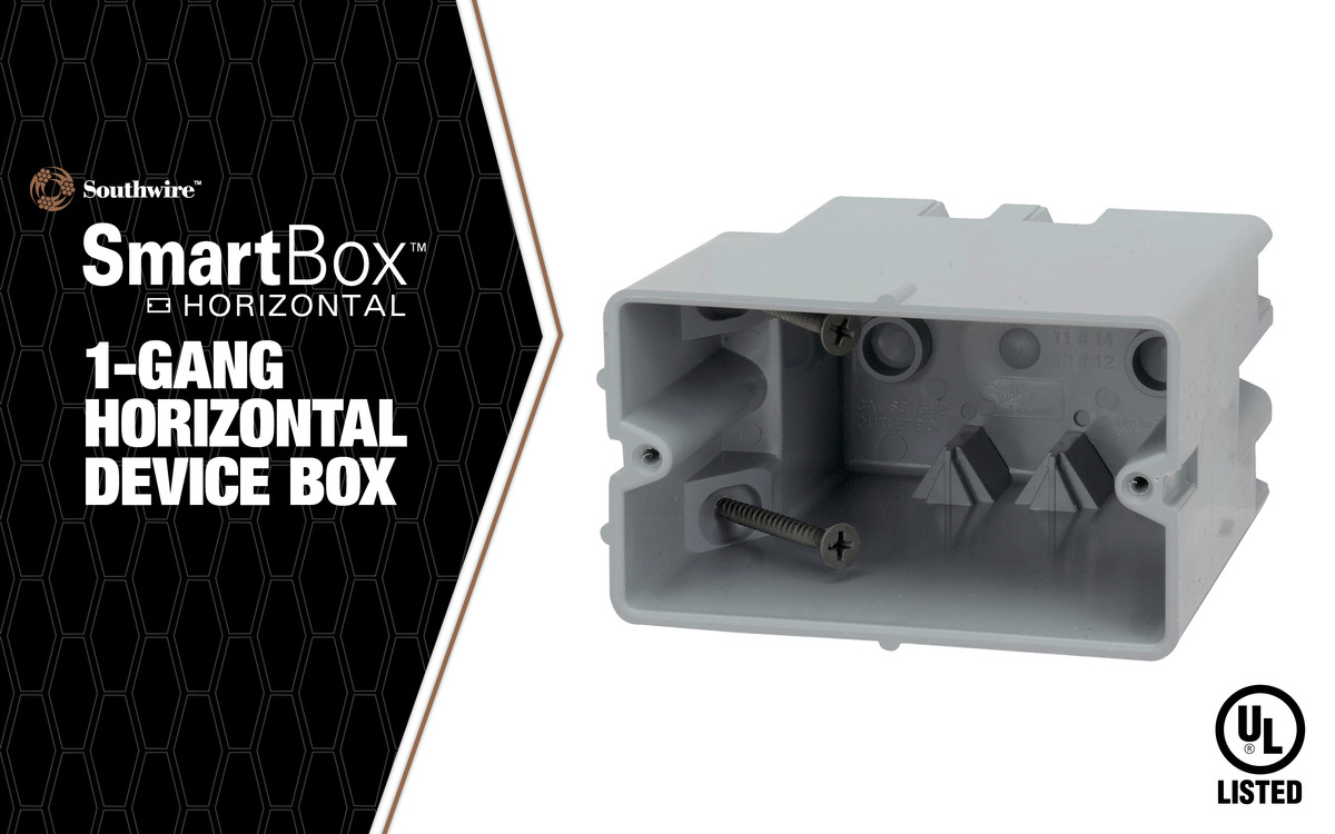 Romex® Brand SmartBox™ Horizontal Device Box - One Gang Horizontal Non-Metallic Box - 22.5 Cu. In.