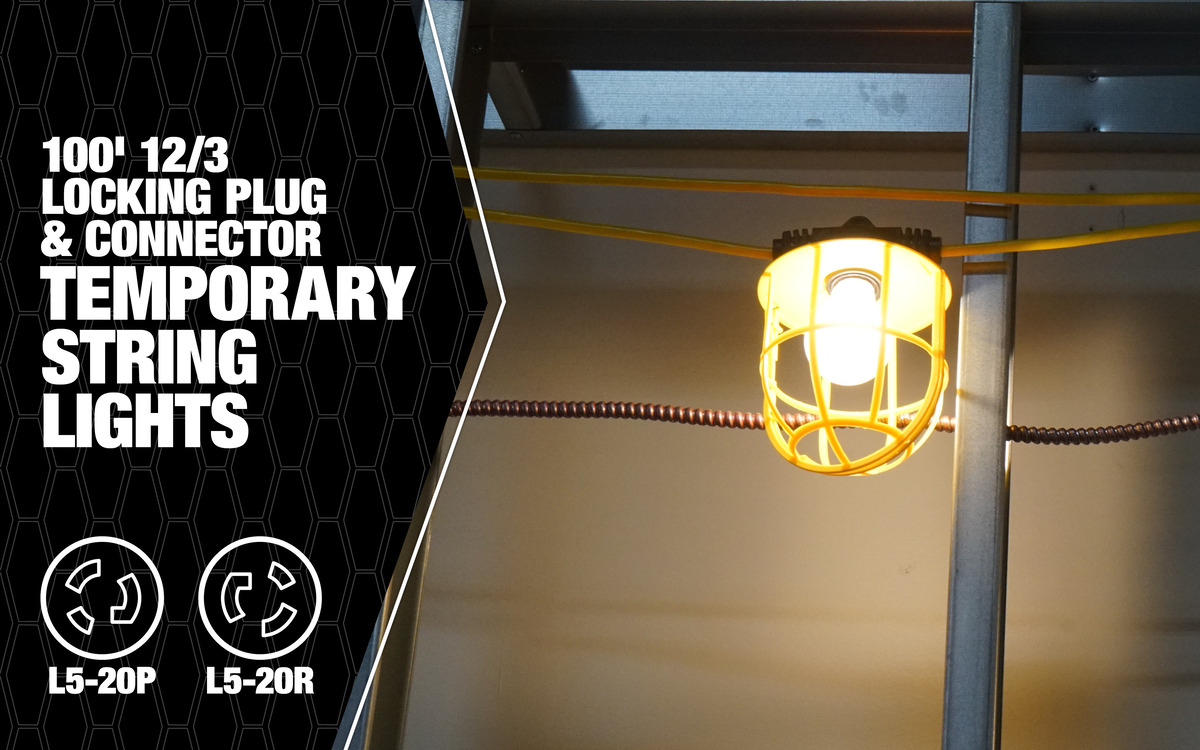 STRINGLIGHT,12/3 100' SJTW PLASTIC L5-20