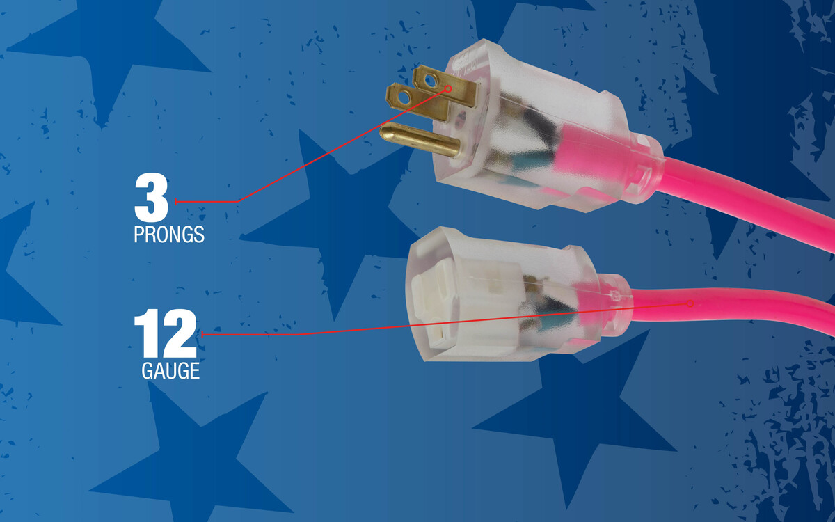 SOUTHWIRE, 12/3 SJTW 100' COOL PINK OUTDOOR EXTENSION CORD WITH POWER LIGHT INDICATOR