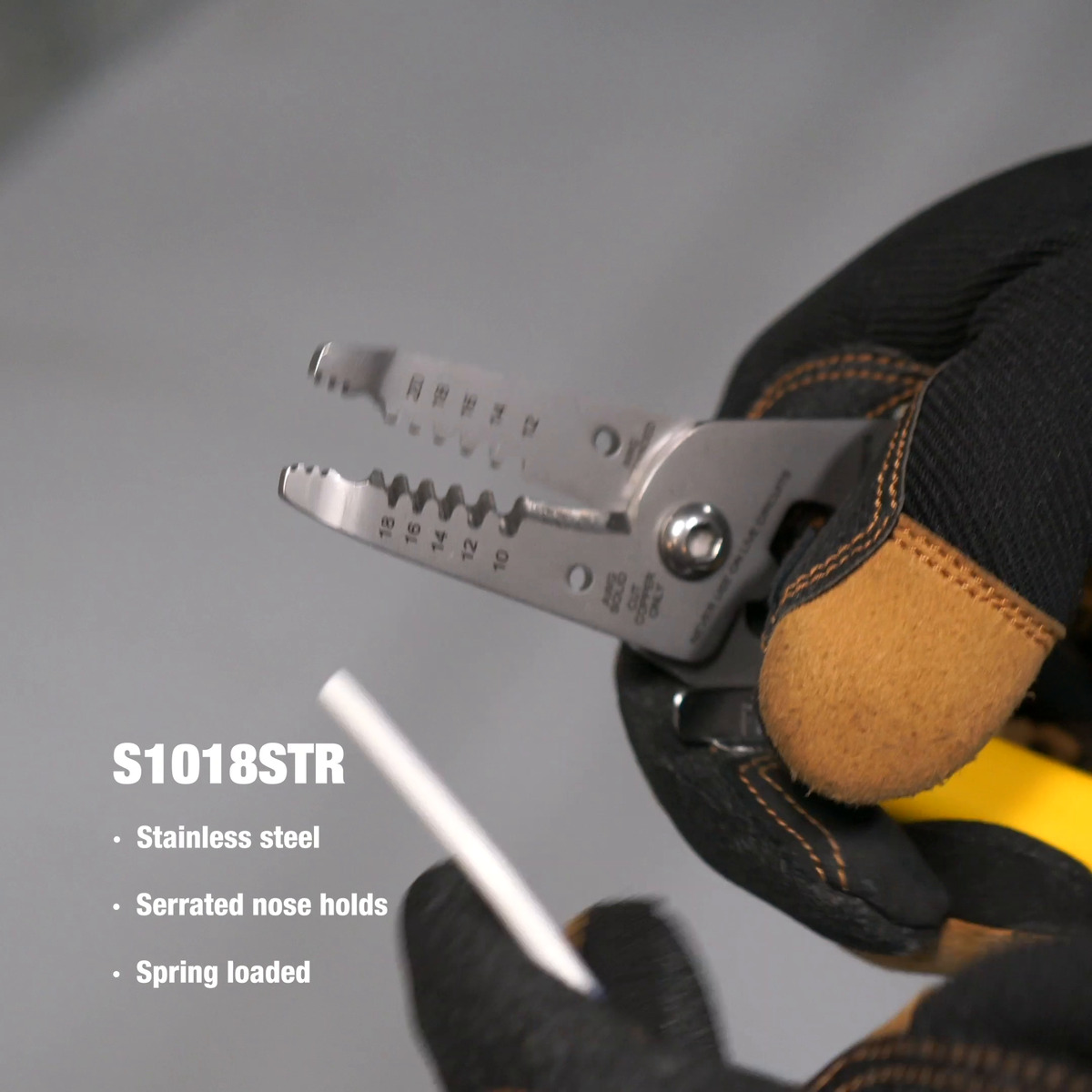 (S1018STR) 10-18 AWG SOL & 12-20 AWG STR COMPACT WIRE STRIPPER