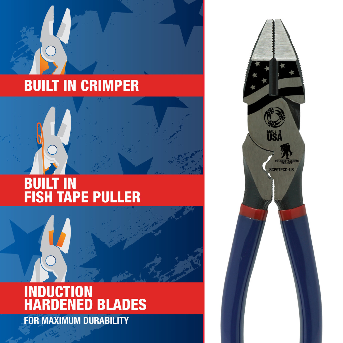 USA 9" High-Leverage Side Cutting Pliers - Wounded Warrior Project® 