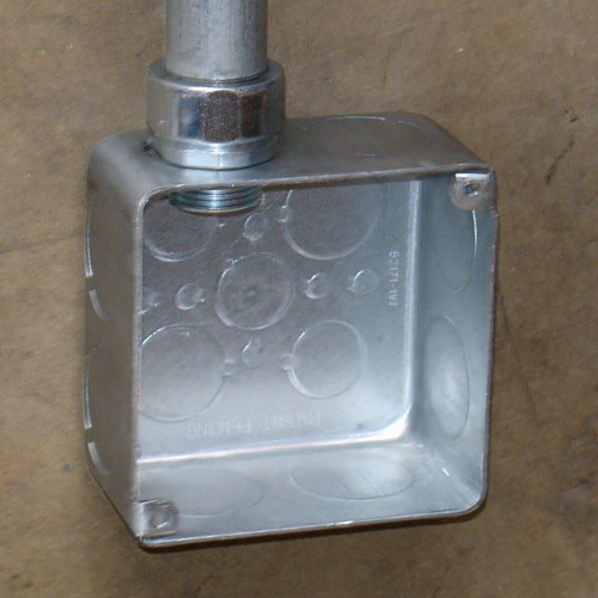 4" Square Plenum Box, 2-1/8" Deep - Drawn, W/Conduit KO's