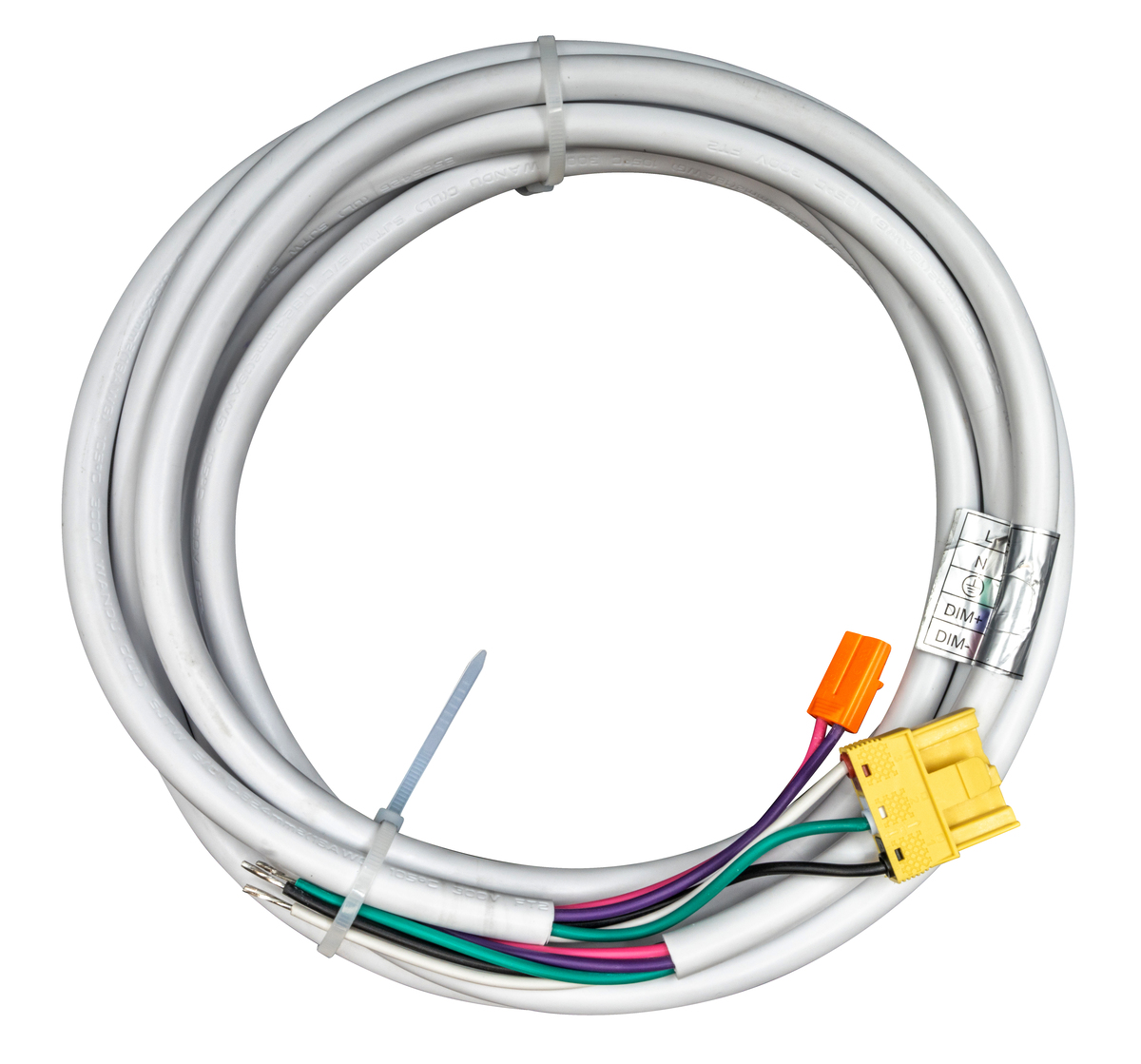 Power Cord , 5 Wire, 0-10 control wires, White