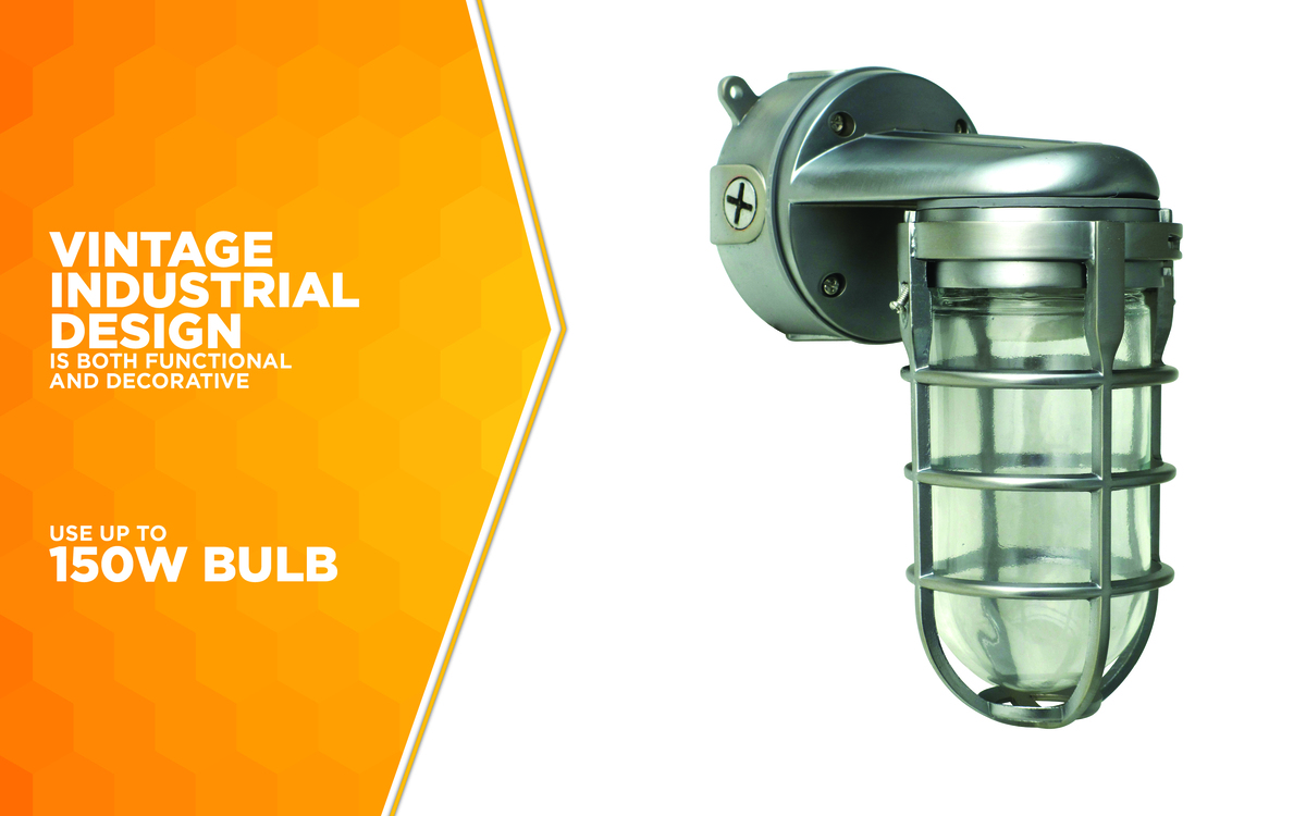 INDUSTRIAL WALL LIGHT BRUSHED STEEL