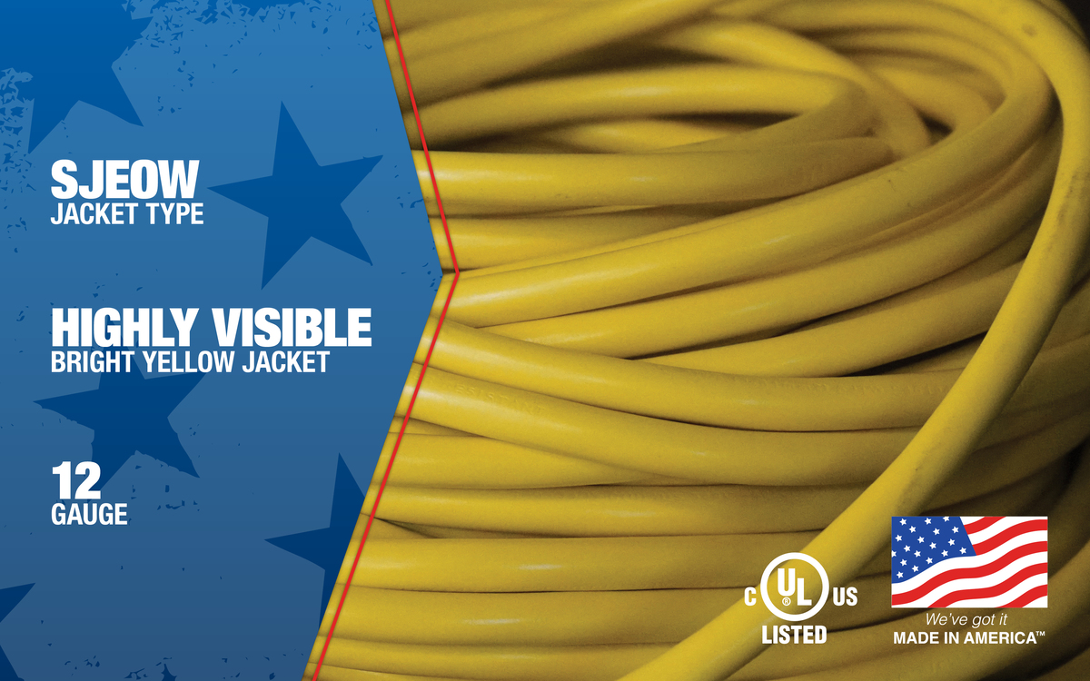 SOUTHWIRE, POLAR SOLAR 12/3 SJEOOW 50' YELLOW OUTDOOR COLD WEATHER EXTEN SION CORD WITH POWER LIGHT INDICATOR