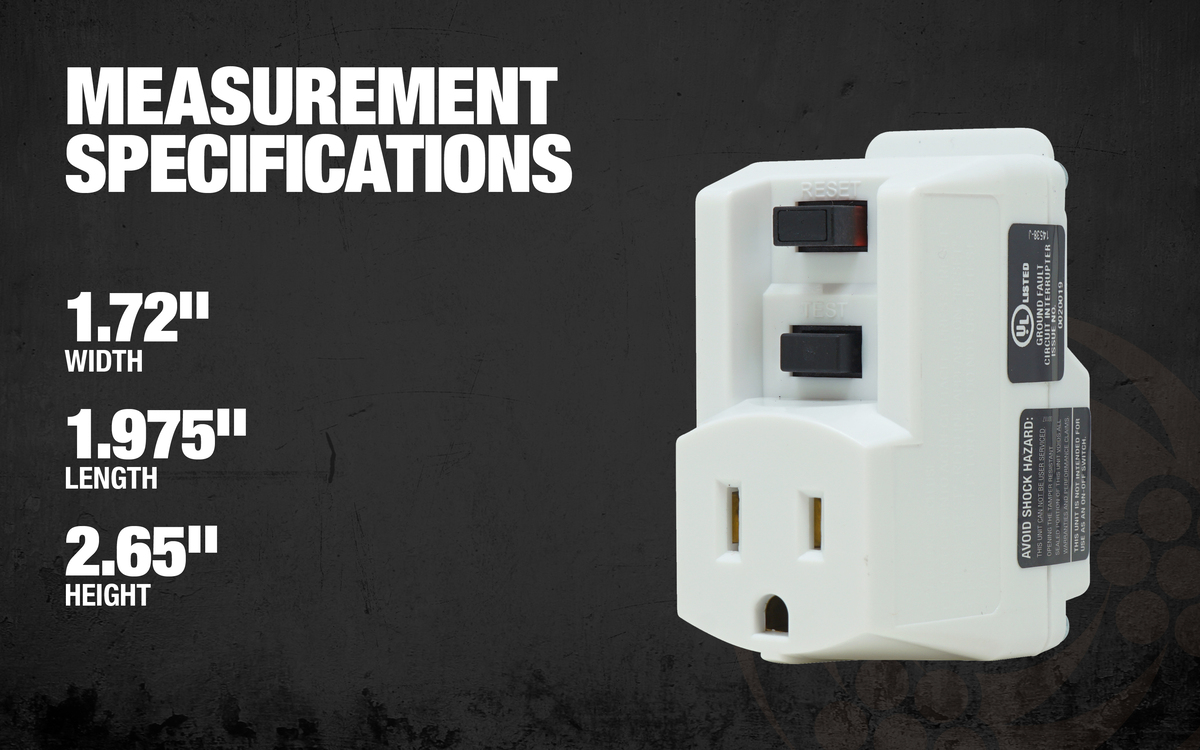 15A GFCI AC Plug USA With Reset Circuit Protection 2-Prongs Wire Connection 