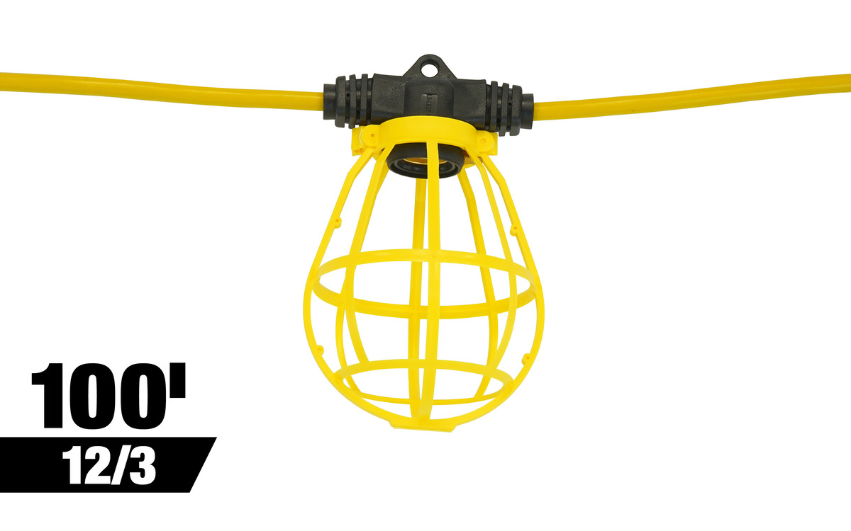 12/3 100' SJTW PLASTIC CAGE STRING LIGHT
