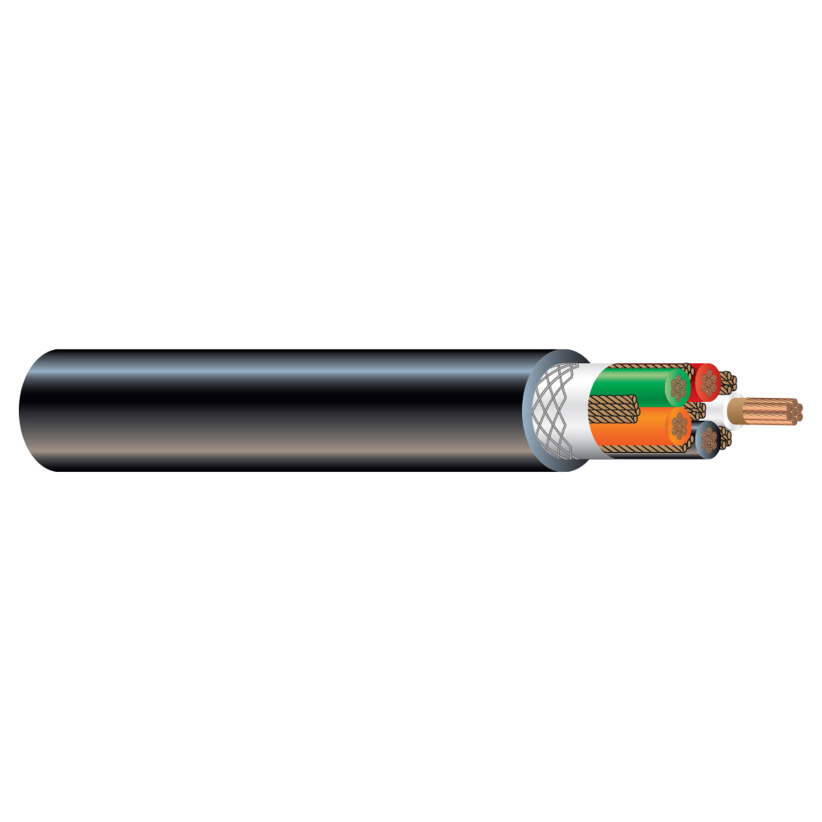2-168 CU 3/C BLACK/WHITE/GREEN TYPE W JUTE FILLER 2KV BLACK