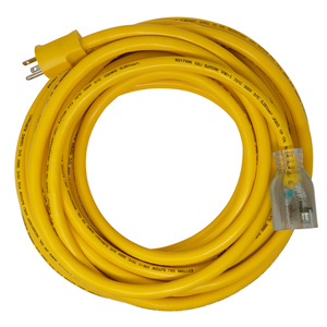 SOUTHWIRE, 10/3 SJTW 50' YELLOW OUTDOOR EXTENSION CORD WITH POWER  LIGHTINDICATOR