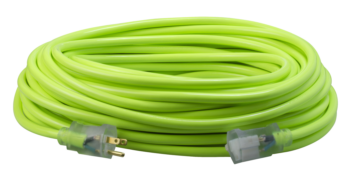 SOUTHWIRE, 12/3 SJTW 100' COOL GREEN OUTDOOR EXTENSION CORD WITH POWER L  IGHT INDICATOR