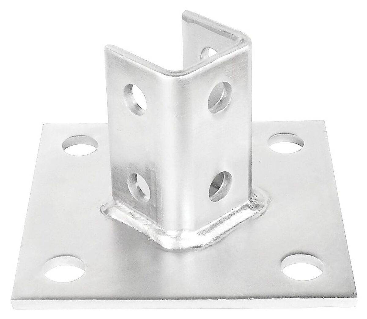 Four Hole Single Channel Post Base For 1-5/8" Strut  Steel, 5 Pack