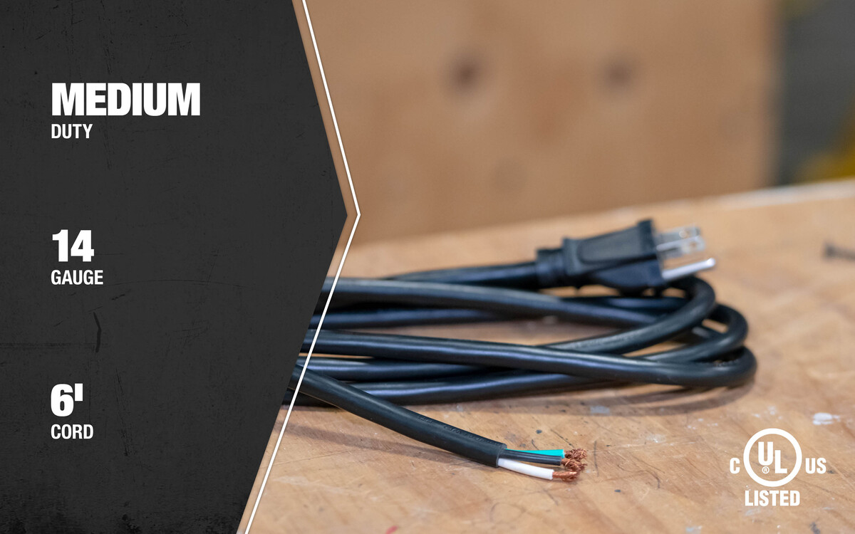 SOUTHWIRE, 14/3 SJTW 6' BLACK ROUND INDOOR REPLACEMENT POWER SUPPLY CORD