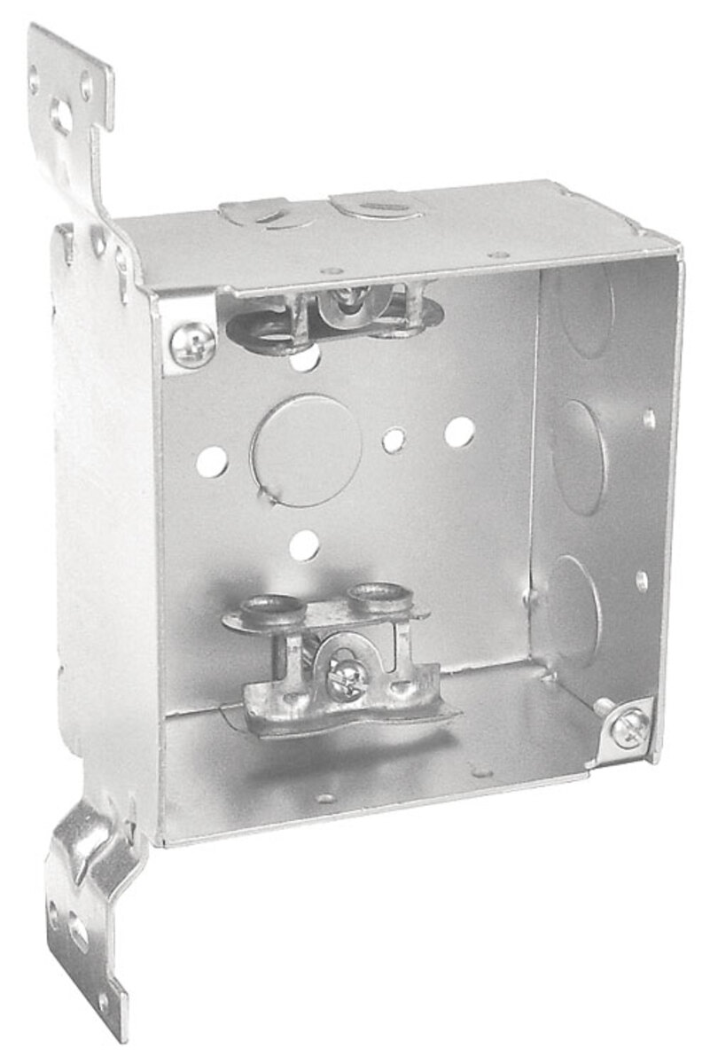 4" Square Bracketed Box, 2-1/8" Deep - Welded, W/Mc/Bx Clamps | Southwire