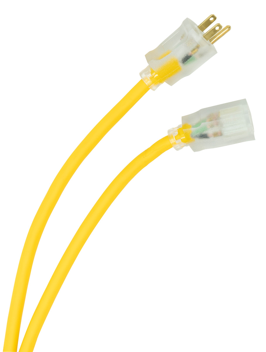 SOUTHWIRE, POLAR SOLAR 12/3 SJEOOW 50' YELLOW OUTDOOR COLD WEATHER EXTENSION CORD WITH POWER LIGHT INDICATOR