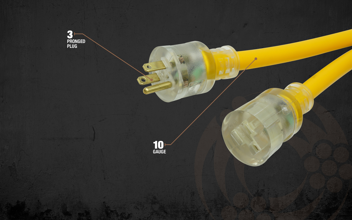 SOUTHWIRE, POLAR SOLAR 10/3 SJEOOW 50' YELLOW OUTDOOR COLD WEATHER EXTENSION CORD WITH POWER LIGHT INDICATOR