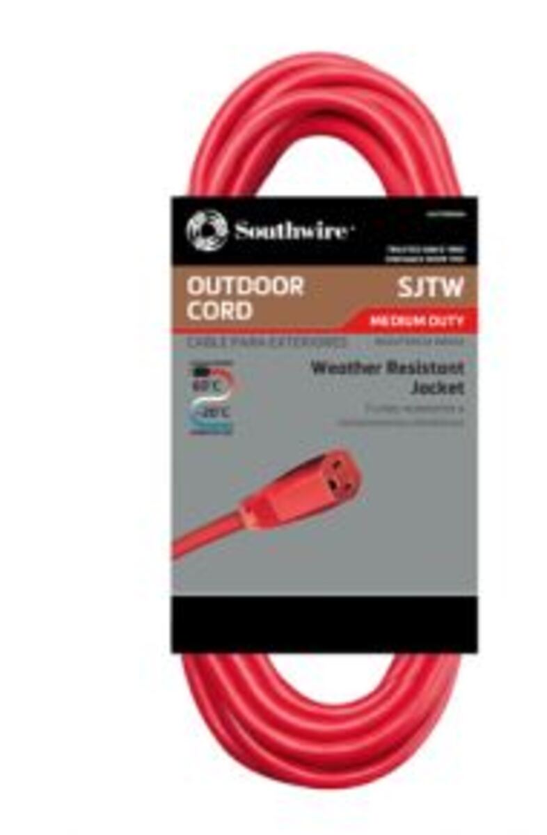 Southwire 2408SW8804 14/3 Heavy-Duty 15-Amp SJTW General Purpose Extension Cord, 50-Feet