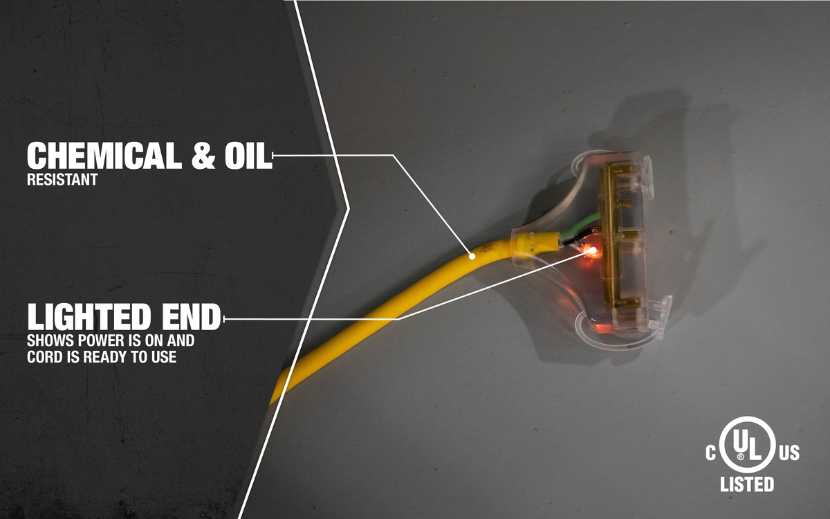 SOUTHWIRE, POLAR SOLAR 10/3 SJEOW 50' YELLOW TRITAP OUTDOOR COLD WEATHER EXTENSION CORD WITH POWER LIGHT INDICATOR
