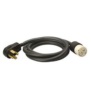 POWER FIRST Lighted Extension Cord: 50 ft Cord Lg, 10 AWG Wire Size, 10/3,  SJTW, NEMA 5-15P, Yellow