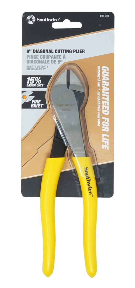 8" High-Leverage Diagonal Cutting Pliers w/ Dipped Handles