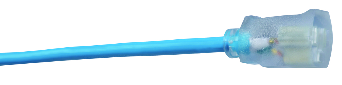SOUTHWIRE, 12/3 SJTW 100' COOL BLUE OUTDOOR EXTENSION CORD WITH POWER LIGHT INDICATOR