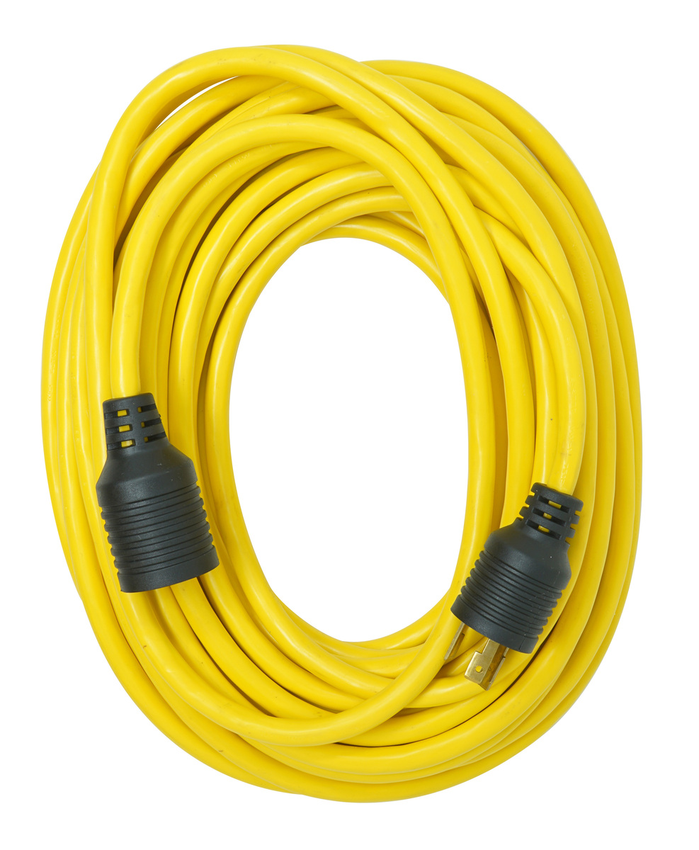 SOUTHWIRE, 12/3 SJTW 50' YELLOW OUTDOOR TWIST-TO-LOCK NEMA L5-20PEXTENSION  CORD