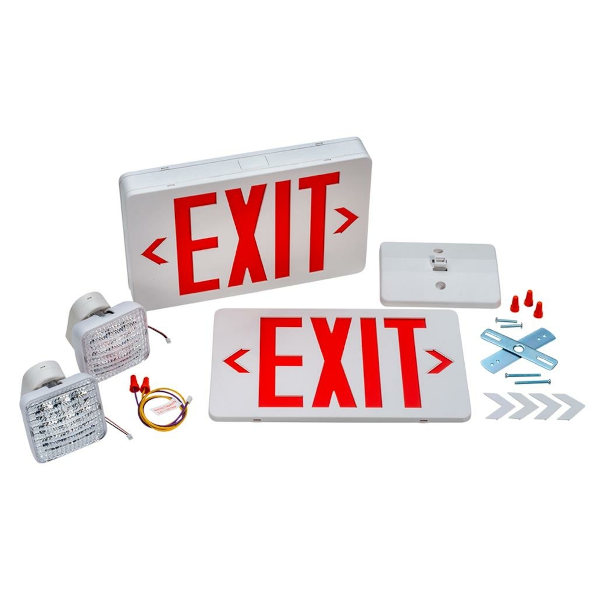 6PK LED RED EXIT & EMERGENCY COMBO-REMOTE CAPABLE