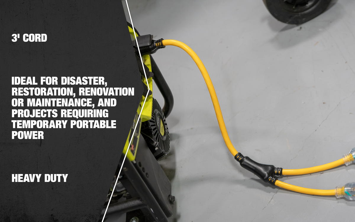 SOUTHWIRE, 10/3 STOW 3' BLACK 20 AMP OUTDOOR TWIST-TO-LOCK NEMA L14-20PGENERATOR ADAPTER CORD