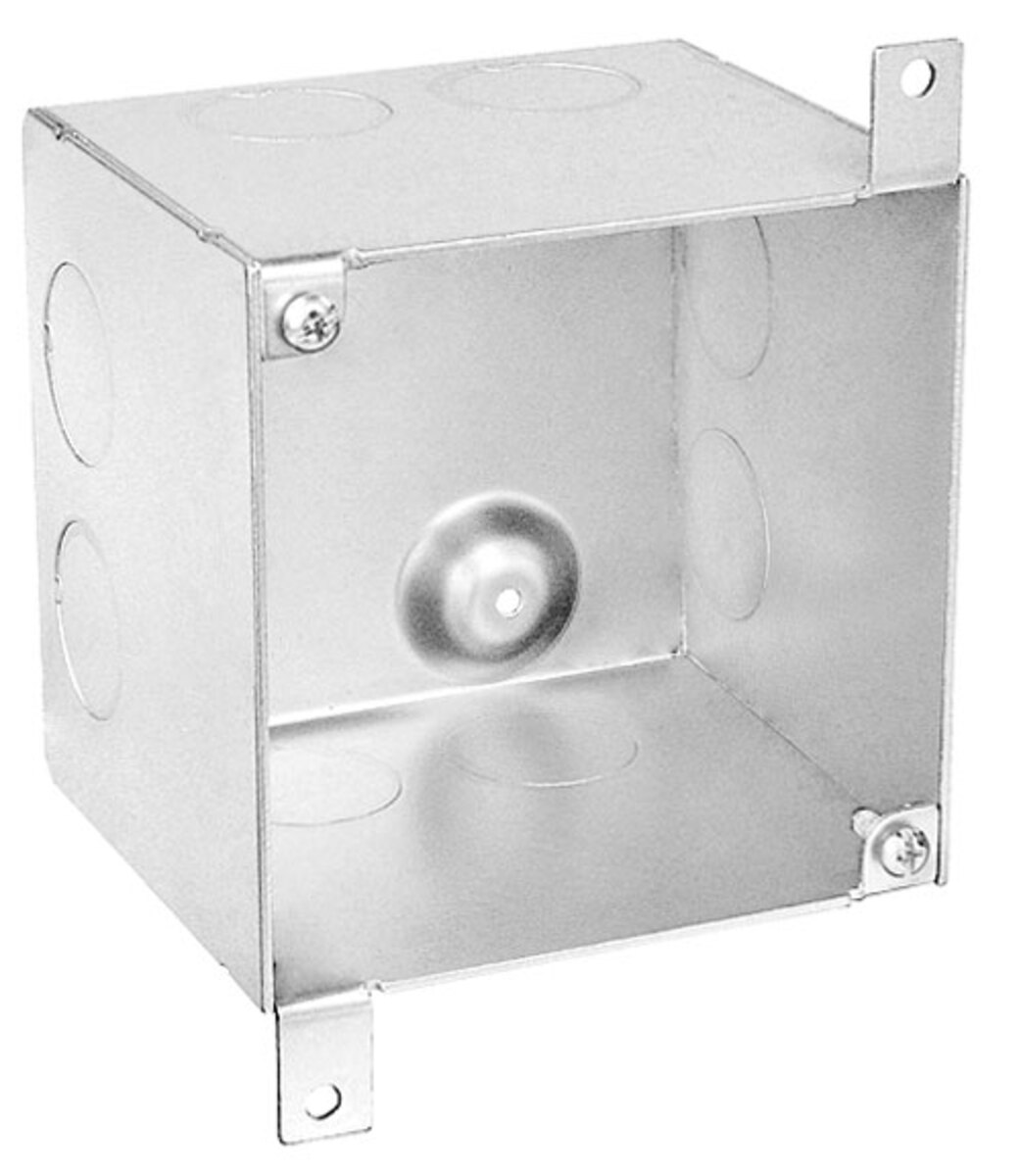 4" Square Concrete Slab Box, 3-1/2" Deep - Welded, W/Conduit KO's