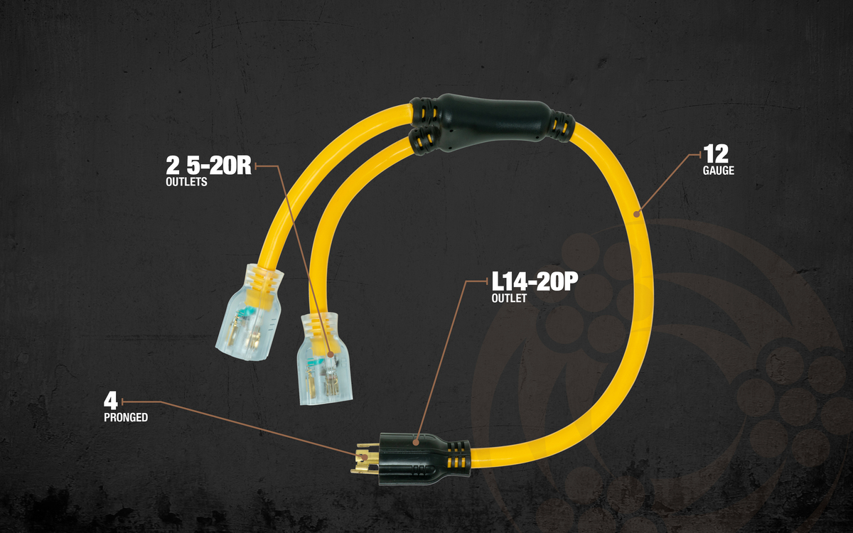 SOUTHWIRE, 10/3 STOW 3' BLACK 20 AMP OUTDOOR TWIST-TO-LOCK NEMA L14-20PGENERATOR ADAPTER CORD